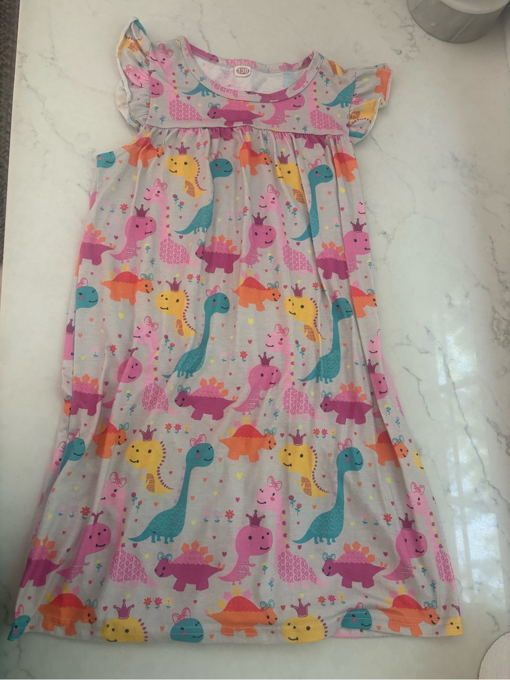 Girls Pastel Dinosaur Nightgown - Multicolor Dino Print